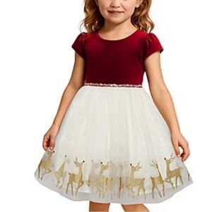 Lilt Little Girls Short Sleeve Velvet A-Line Dress